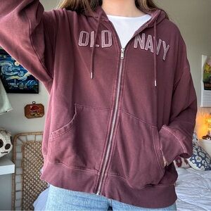 Old Navy Burgundy Zip Up Hoodie